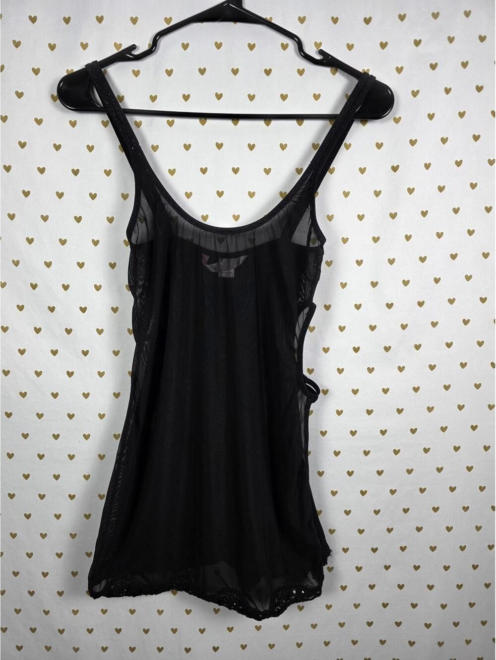 Victorias Secret VINTAGE Sheer Embellished BEADED Bling Open Side Slip Dress SM